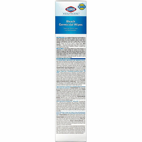 Clorox Healthcare Bleach Germicidal Wipes Ready-To-Use - 9" Length x 6.75" Width - Pre-moistened, Anti-bacterial, Disinfectant, Anti-corrosive - White - 50/Dispenser - 1 Each (31424)