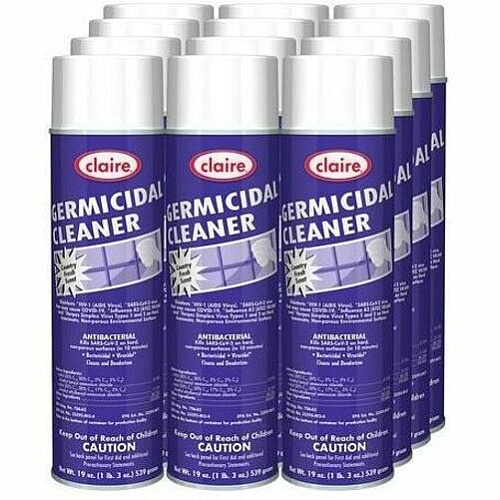 Claire Germicidal Cleaner 19 fl oz (0.6 quart) - Country Garden Scent - Deodorize, Anti-bacterial, Non-scratching, CFC-free, Non-flammable - White Can - 1 Each (CL876)