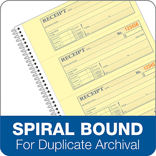 Adams Spiral 2-part Money/Rent Receipt Book 200 Sheet(s) - Spiral Bound - 2 Part - 11" x 5.25" Form Size - White, Canary - Assorted Sheet(s) - 5 / Pack (SC1152PK)
