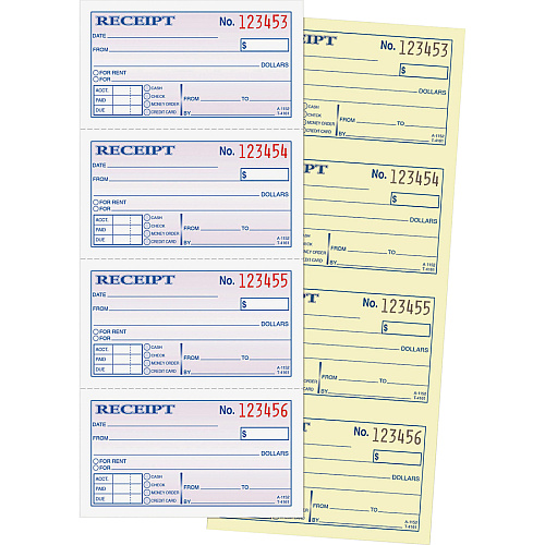 Adams Spiral 2-part Money/Rent Receipt Book 200 Sheet(s) - Spiral Bound - 2 Part - 11" x 5.25" Form Size - White, Canary - Assorted Sheet(s) - 5 / Pack (SC1152PK)