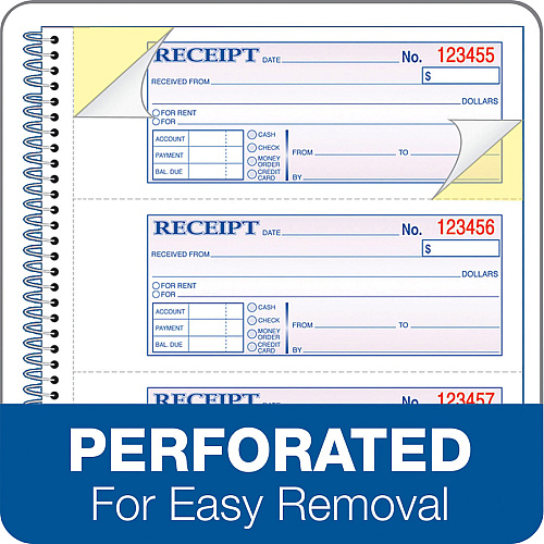 Adams Spiral 2-part Money/Rent Receipt Book 200 Sheet(s) - Spiral Bound - 2 Part - 2.75" x 7.62" Form Size - White, Canary - Assorted Sheet(s) - 5 / Pack (SC1182PK)