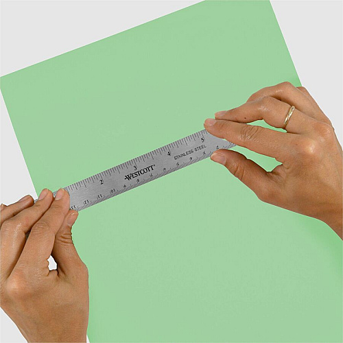 Westcott 6" Stainless Steel Rulers 6" Length x 0.8" Width - 1/16, 1/32 Graduations - Metric, Imperial Measuring System - Stainless Steel - Stainless Steel - 12 / Box (10414BX)