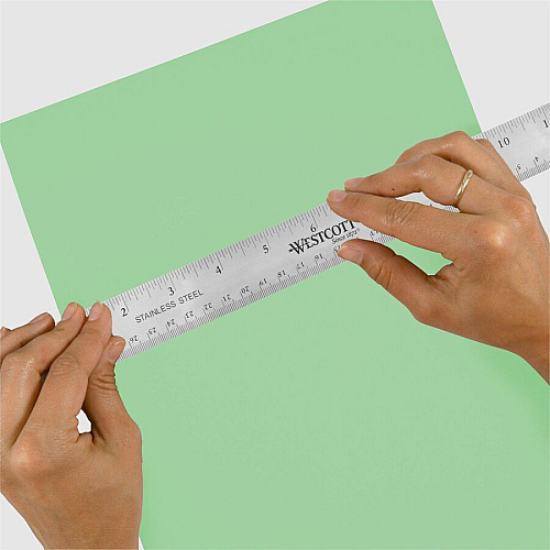 Westcott Stainless Steel Rulers 12" Length x 1" Width - 1/16, 1/32 Graduations - Metric, Imperial Measuring System - Stainless Steel - Stainless Steel - 12 / Box (10415BX)