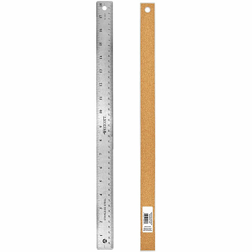 Westcott Stainless Steel Rulers 18" Length x 1" Width - 1/16, 1/32 Graduations - Metric, Imperial Measuring System - Stainless Steel - Stainless Steel - 12 / Box (10417BX)