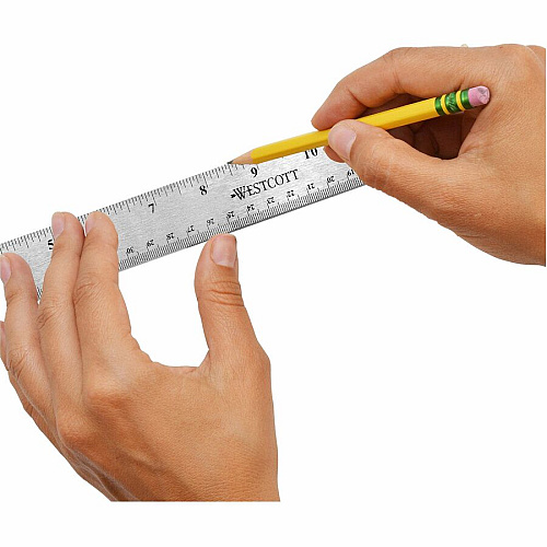 Westcott Stainless Steel Rulers 18" Length x 1" Width - 1/16, 1/32 Graduations - Metric, Imperial Measuring System - Stainless Steel - Stainless Steel - 12 / Box (10417BX)