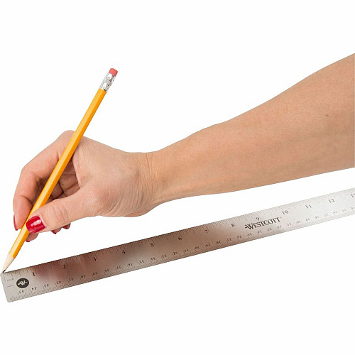 Westcott Stainless Steel Rulers 18" Length x 1" Width - 1/16, 1/32 Graduations - Metric, Imperial Measuring System - Stainless Steel - Stainless Steel - 12 / Box (10417BX)