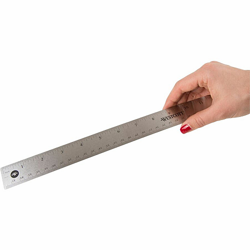 Westcott Stainless Steel Rulers 18" Length x 1" Width - 1/16, 1/32 Graduations - Metric, Imperial Measuring System - Stainless Steel - Stainless Steel - 12 / Box (10417BX)