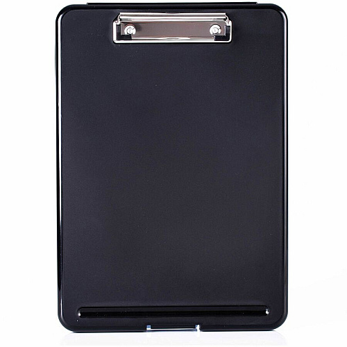 Business Source Storage Clipboard 8 1/2" x 11" Sheet Size - Plastic - Black - 12 / Carton (BSN37513CT)