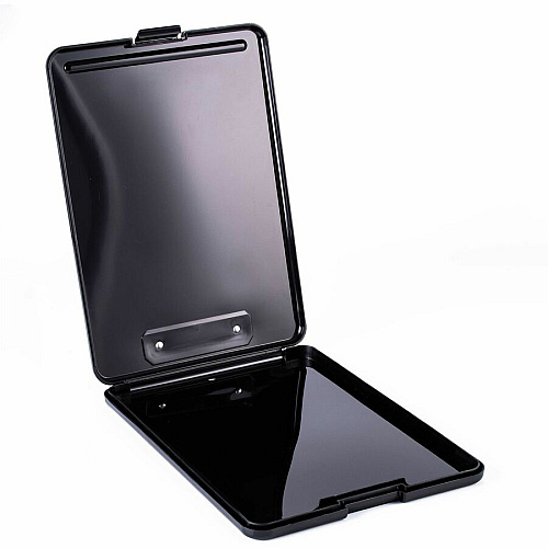 Business Source Storage Clipboard 8 1/2" x 11" Sheet Size - Plastic - Black - 12 / Carton (BSN37513CT)