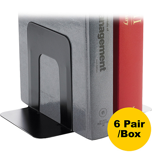 Business Source Heavy-gauge Steel Book Supports 5.25" Height x 5" Width x 4.75" Depth - Desktop - Non-skid Base, Scratch Resistant, Stain Resistant - Black - Steel - 2/Pair - 6 / Box (BSN42550BX)