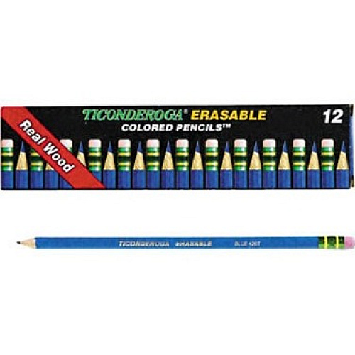 Ticonderoga Pre-Sharpened Erasable Checking Pencils Blue Lead - HB - 1 Dozen/Box - 6 / Carton (14209CT)
