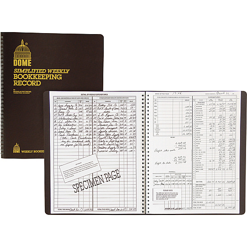 Dome Bookkeeping Record Book 128 Sheet(s) - Wire Bound - 8.75" x 11.25" Sheet Size - Brown Cover - Recycled - 3 / Bundle (600BD)