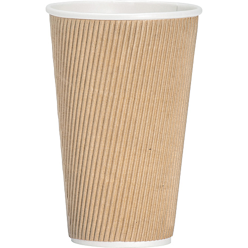 Genuine Joe 16 oz Rippled Hot Cups 16 fl oz - Brown - Hot Drink, Hot Drink, Beverage - 25/Pack - 5 / Bundle (GJO11257BD)