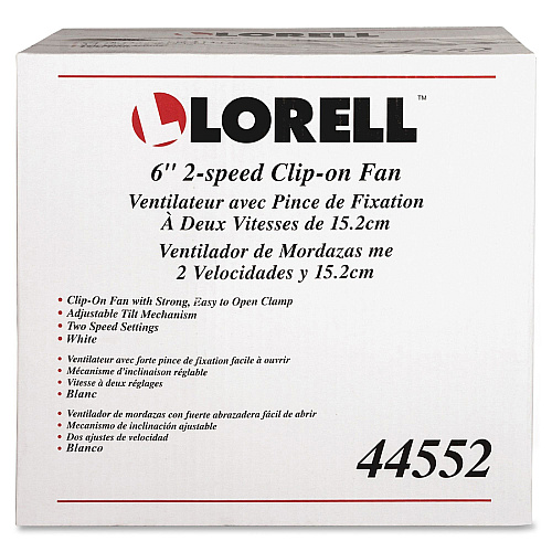 Lorell Clip-On Personal Fans 152.4 mm Fan Diameter - 2 Speed - Adjustable Tilt Head - 9.5" Height x 7.9" Width x 6" Depth - White (LLR44552BD)
