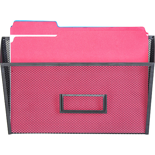 Lorell Mesh Wire Wall Pockets 6.63" Height x 12.62" Width x 4.75" Depth - Black - 4 / Carton (LLR84144CT)