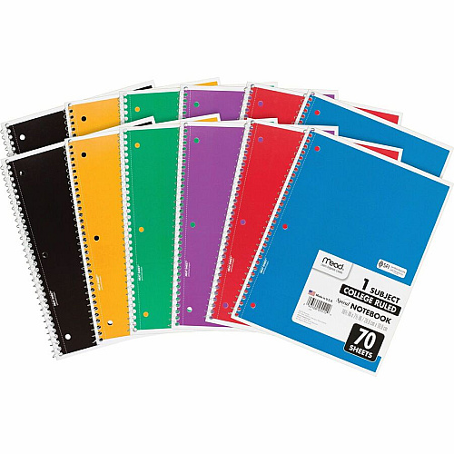 Mead One-subject Spiral Notebook 70 Sheets - Spiral - College Ruled Front Ruling - 8" x 10 1/2" Sheet Size - White Paper - Tan Board Cover - Heavyweight, Punched - 12 / Bundle (05512BD)