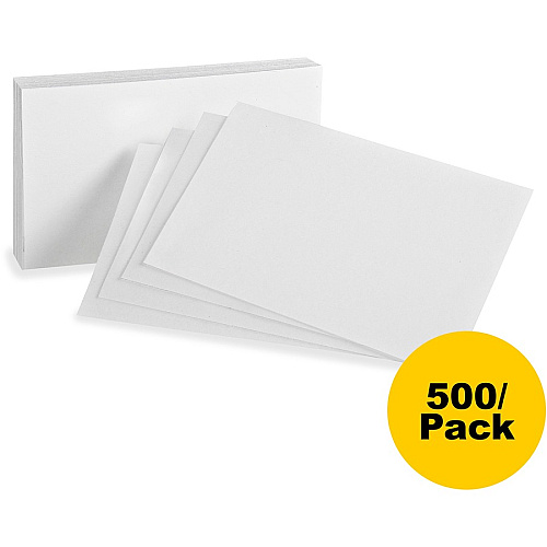 Oxford Plain Index Cards 4" x 6" - 85 lb Basis Weight - Sustainable Forestry Initiative (SFI) - White - 100/Pack - 5 / Bundle (40BD)