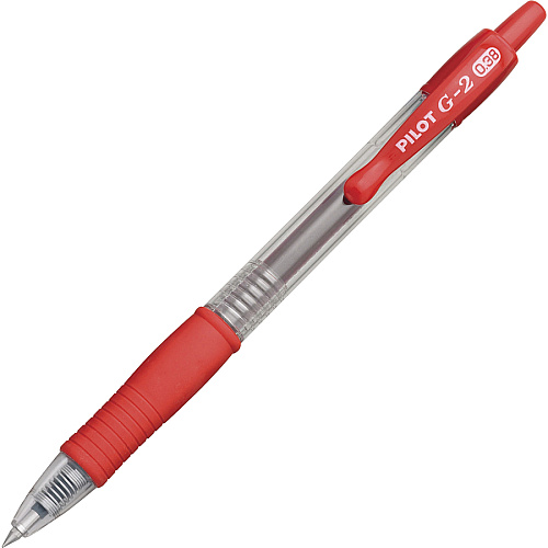 Pilot G2 Premium Gel Roller Retractable Pens 0.38 mm Ultra Fine Pen Point - Refillable - Retractable - Red Ink - Gel-based - Clear Barrel - 1 Dozen/Box - 2 / Bundle (31279BD)