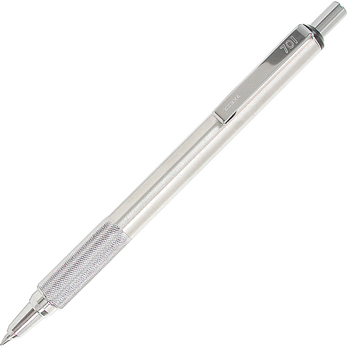 Zebra Pen STEEL 7 Series F-701 Retractable Ballpoint Pen 0.7 mm Pen Point - Refillable - Retractable - Black Ink - Stainless Steel Barrel - 6 / Box (29411BX)