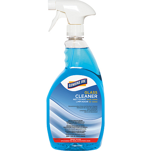 Genuine Joe Non-Ammoniated Glass Cleaner Ready-To-Use - 32 fl oz (1 quart) - Recommended For: Residue Remover - Non Ammoniated, Non-streaking - Blue - 6 / Carton (GJO99681CT)