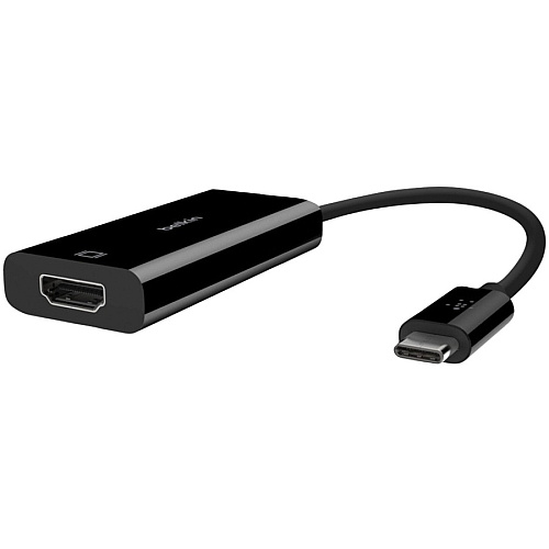 Belkin USB-C to HDMI Adapter Cable, 4k, video adapter - black - Thunderbolt 3/DisplayPort 1 x USB Type C Male - 1 x HDMI HDMI 2.0 Female - 4096 x 2160 Supported - Black - 1 Each (B2B144BLK)