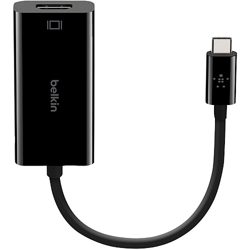 Belkin USB-C to HDMI Adapter Cable, 4k, video adapter - black - Thunderbolt 3/DisplayPort 1 x USB Type C Male - 1 x HDMI HDMI 2.0 Female - 4096 x 2160 Supported - Black - 1 Each (B2B144BLK)