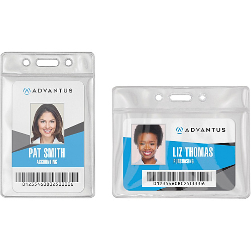 Advantus Vinyl ID Badge Holders Support 3.50" x 2.50" Media - Horizontal - Vinyl - Clear - Durable - 50 / Pack (75683)