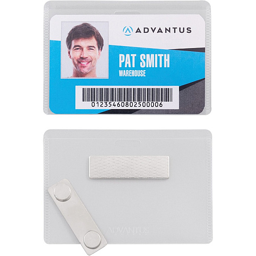 Advantus DIY Magnetic Name Badge Kit Horizontal - 3.8" Width x 2.5" Depth - Plastic - White, Clear - Magnetic - 20 / Pack (97033)
