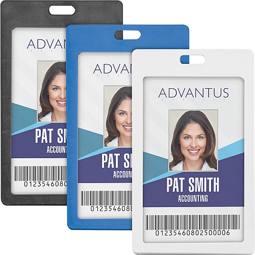 Advantus Vertical Rigid ID Badge Holder Support 2" x 3.25" Media - Vertical - Plastic - Black - 6 / Pack (97068)