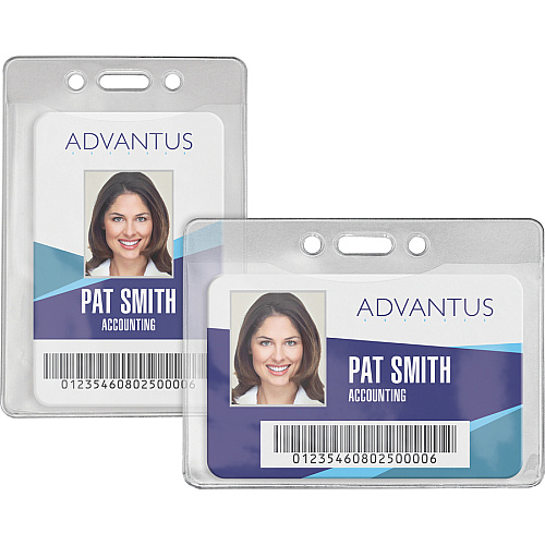 Advantus Government/Military ID Holders Support 4" x 2.75" Media - Horizontal - Vinyl - Clear - Durable - 50 / Pack (97096)