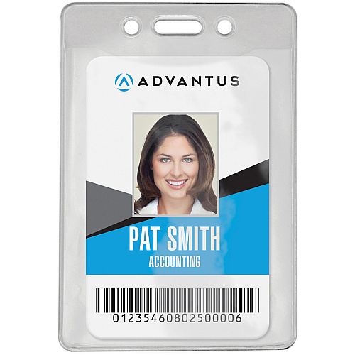 Advantus Government/Military ID Holders Support 4" x 2.75" Media - Horizontal - Vinyl - Clear - Durable - 50 / Pack (97096)