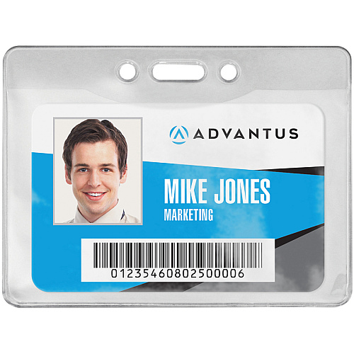 Advantus Government/Military ID Holders Support 4" x 2.75" Media - Horizontal - Vinyl - Clear - Durable - 50 / Pack (97096)