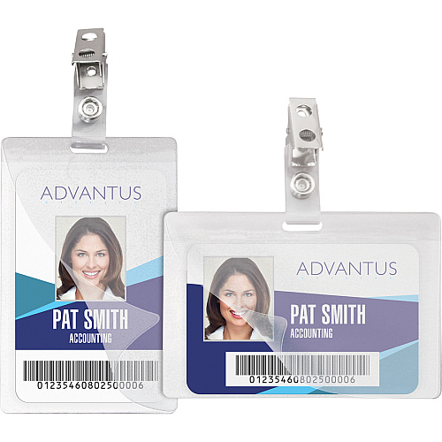 Advantus Strap Clip Self-laminating Badge Holders Support 3.50" x 2.25" Media - Horizontal - 4" Width x 2.9" Depth - Clear - 25 / Pack (97101)