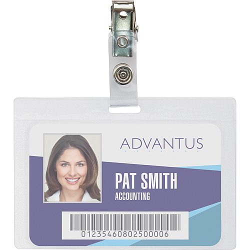 Advantus Strap Clip Self-laminating Badge Holders Support 3.50" x 2.25" Media - Horizontal - 4" Width x 2.9" Depth - Clear - 25 / Pack (97101)