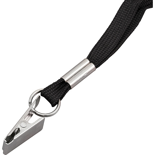 Advantus Flat Clip Lanyard 36" Length - Black - Woven, Metal - 100 / Box (97128)