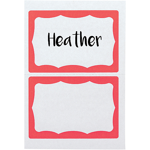 Advantus Color Border Adhesive Name Badges 2 5/8" Height x 3 3/4" Width - Removable Adhesive - Rectangle - White, Red - 100 / Box (97189)