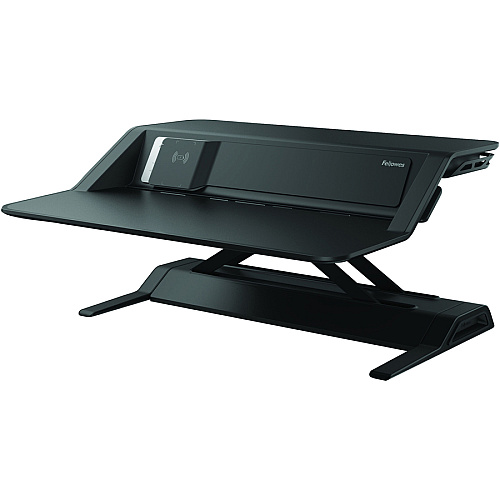 Fellowes Lotus&trade; DX Sit-Stand Workstation - Black 35 lb Load Capacity - 5.50" Height x 32.75" Width x 24.25" Depth - Black - Antimicrobial (8080301)