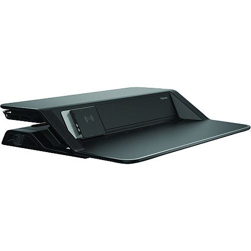 Fellowes Lotus&trade; DX Sit-Stand Workstation - Black 35 lb Load Capacity - 5.50" Height x 32.75" Width x 24.25" Depth - Black - Antimicrobial (8080301)