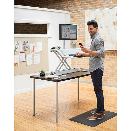 Fellowes Lotus&trade; DX Sit-Stand Workstation - Black 35 lb Load Capacity - 5.50" Height x 32.75" Width x 24.25" Depth - Black - Antimicrobial (8080301)