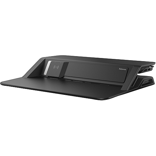 Fellowes Lotus&trade; DX Sit-Stand Workstation - Black 35 lb Load Capacity - 5.50" Height x 32.75" Width x 24.25" Depth - Black - Antimicrobial (8080301)