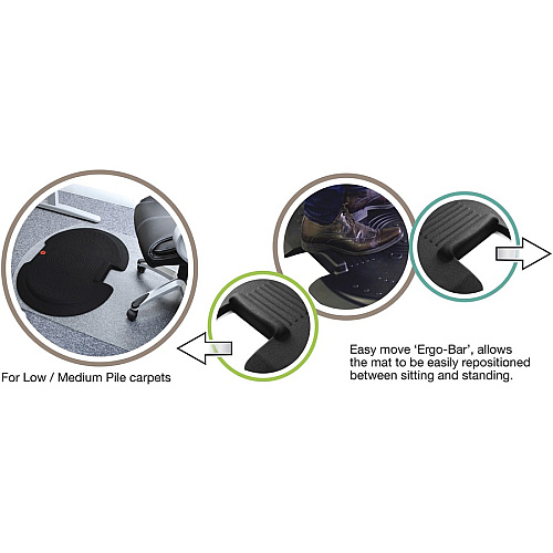 Floortex AFS-TEX&reg; 5000 S2S "Sit to Stand" Solution for Carpets 62" Length x 38" Width x 0.085" Depth x 0.085" Thickness - Rectangular - Polyurethane, Polycarbonate - Black - 1 Each (FCA11S)