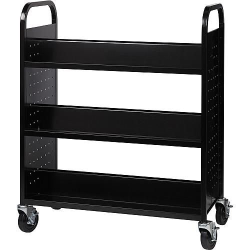 Lorell Double-sided Book Cart 6 Shelf - Round Handle - 5" Caster Size - Steel - 38" Width x 18" Depth x 46.25" Height - Black - 1 Each (LLR99931)