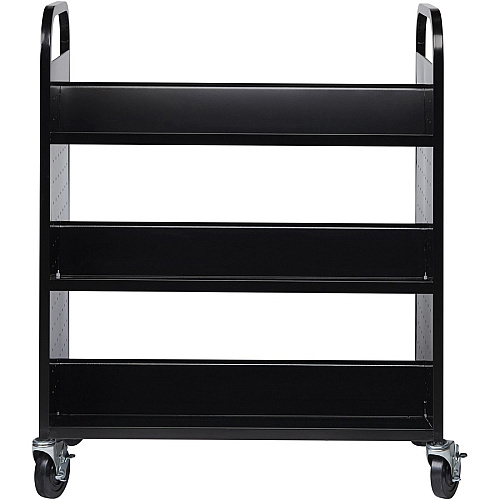 Lorell Double-sided Book Cart 6 Shelf - Round Handle - 5" Caster Size - Steel - 38" Width x 18" Depth x 46.25" Height - Black - 1 Each (LLR99931)