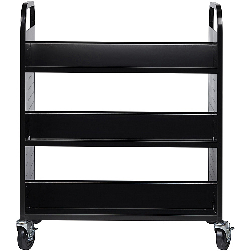 Lorell Double-sided Book Cart 6 Shelf - Round Handle - 5" Caster Size - Steel - 38" Width x 18" Depth x 46.25" Height - Black - 1 Each (LLR99931)