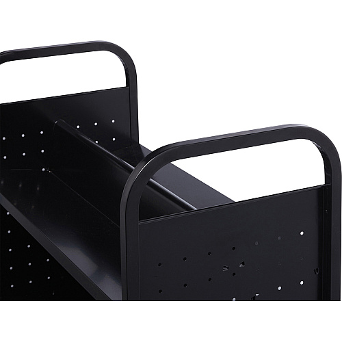 Lorell Double-sided Book Cart 6 Shelf - Round Handle - 5" Caster Size - Steel - 38" Width x 18" Depth x 46.25" Height - Black - 1 Each (LLR99931)