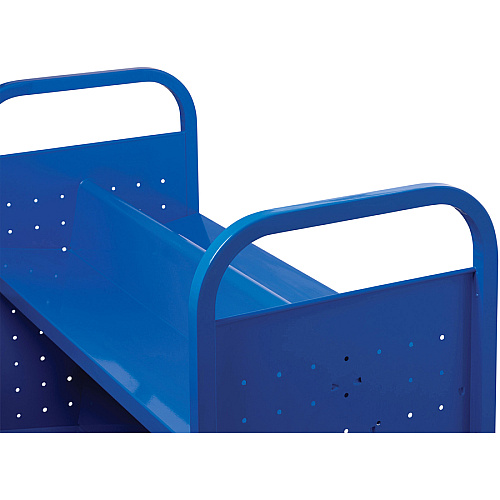 Lorell Double-sided Book Cart 6 Shelf - Round Handle - 5" Caster Size - Steel - 38" Width x 18" Depth x 46.25" Height - Blue - 1 Each (LLR99932)