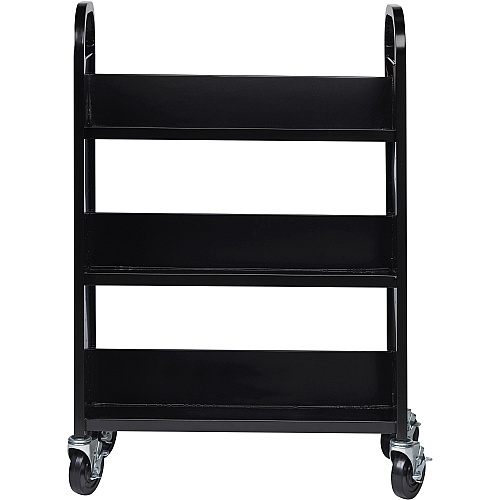 Lorell Single-sided Book Cart 3 Shelf - Round Handle - 5" Caster Size - Steel - 32" Width x 14" Depth x 46" Height - Black - 1 Each (LLR99933)
