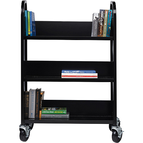 Lorell Single-sided Book Cart 3 Shelf - Round Handle - 5" Caster Size - Steel - 32" Width x 14" Depth x 46" Height - Black - 1 Each (LLR99933)
