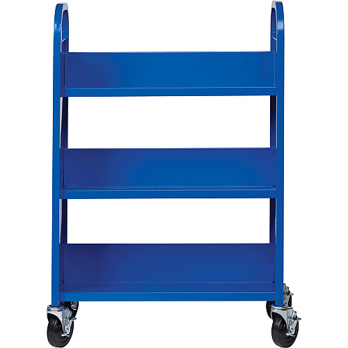 Lorell Single-sided Book Cart 3 Shelf - Round Handle - 5" Caster Size - Steel - 32" Width x 14" Depth x 46" Height - Blue - 1 Each (LLR99934)