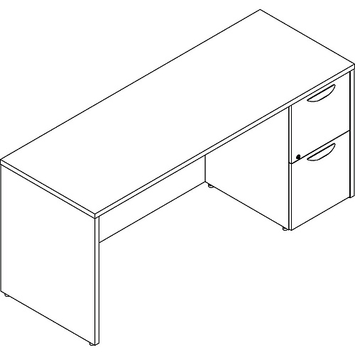 Lorell Prominence 2.0 Right-Pedestal Credenza 29" Height x 66" Width x 24" Depth, x 1" Thickness Top - 2 x File Drawer(s) - Single Pedestal on Right Side - Band Edge - Material: Particleboard - Finish: Thermofused Melamine (TFM) (LLRPC2466RMY)